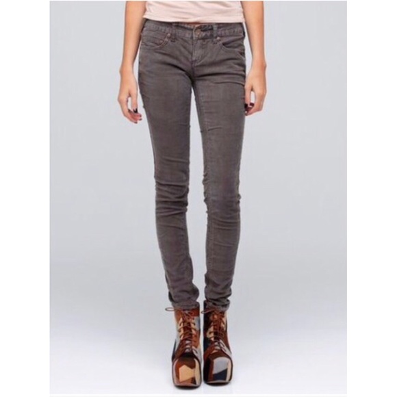 Free People Denim - Free people gray corduroy skinny jeans